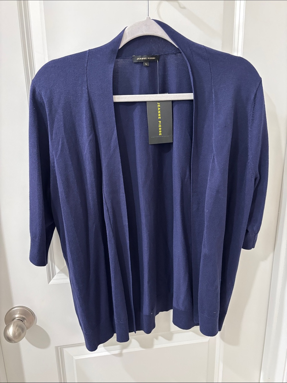 JEANNE PIERRE Deep Navy Open-Front Women's Cardigan